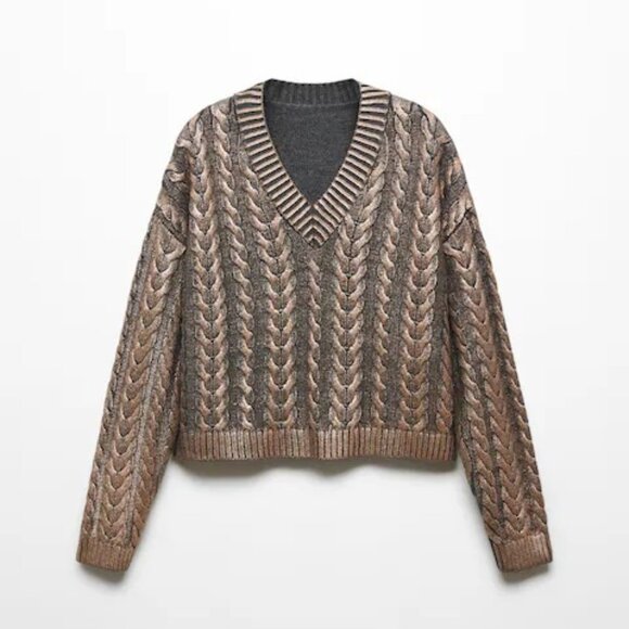 MANGO NWT V-neck foil sweater - Picture 1 of 16